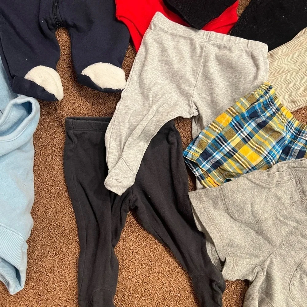 Bundle of 17 Pieces of Boys Clothes Size 3-6 Months Footies, Shorts, Pants, Sets